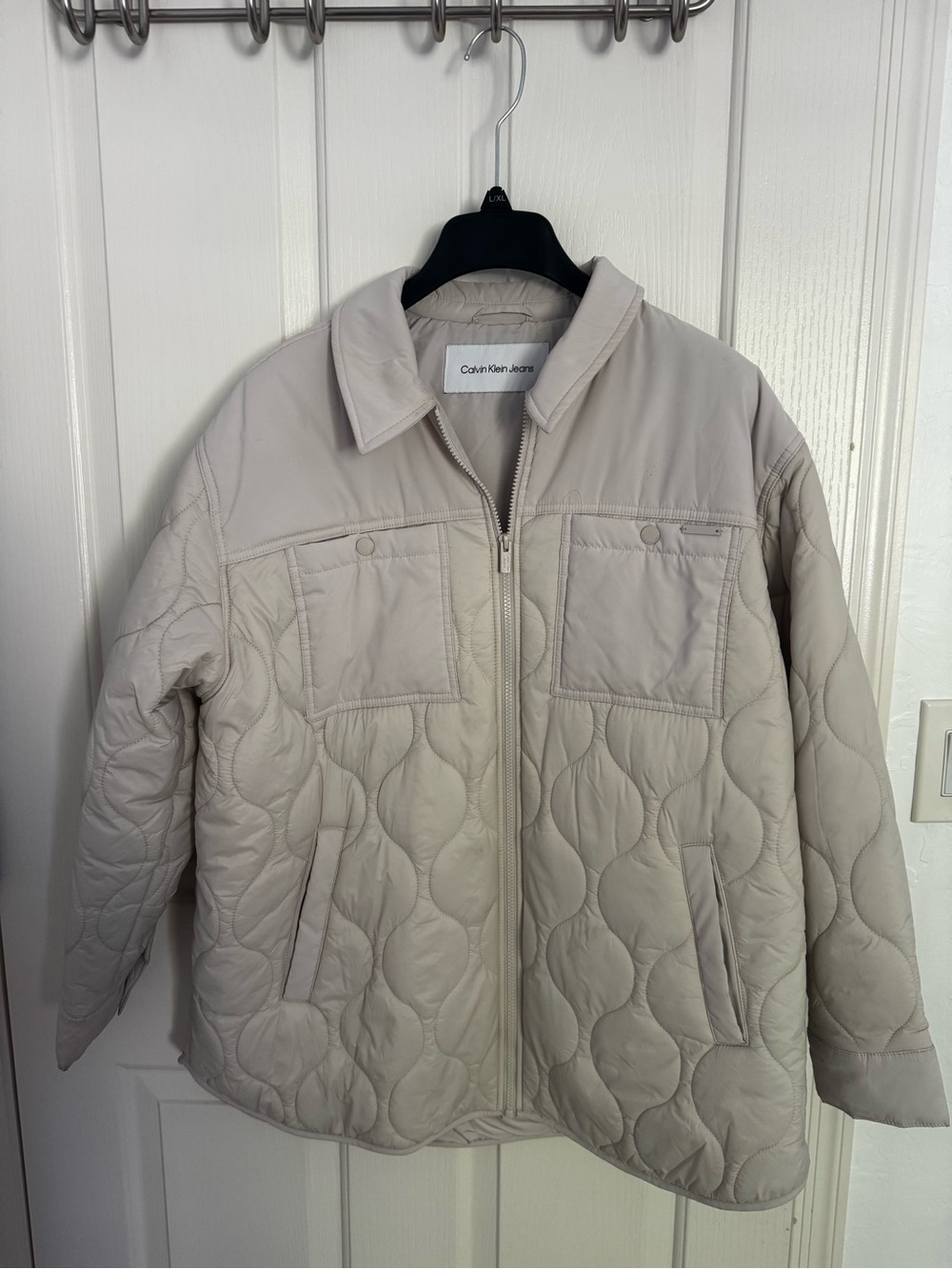 Calvin Klein Light Beige Quilted Puffer Jacket